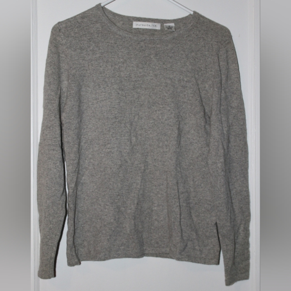 Pursuits,Ltd 100% Cashmere Sweater Grey Long Sleeve